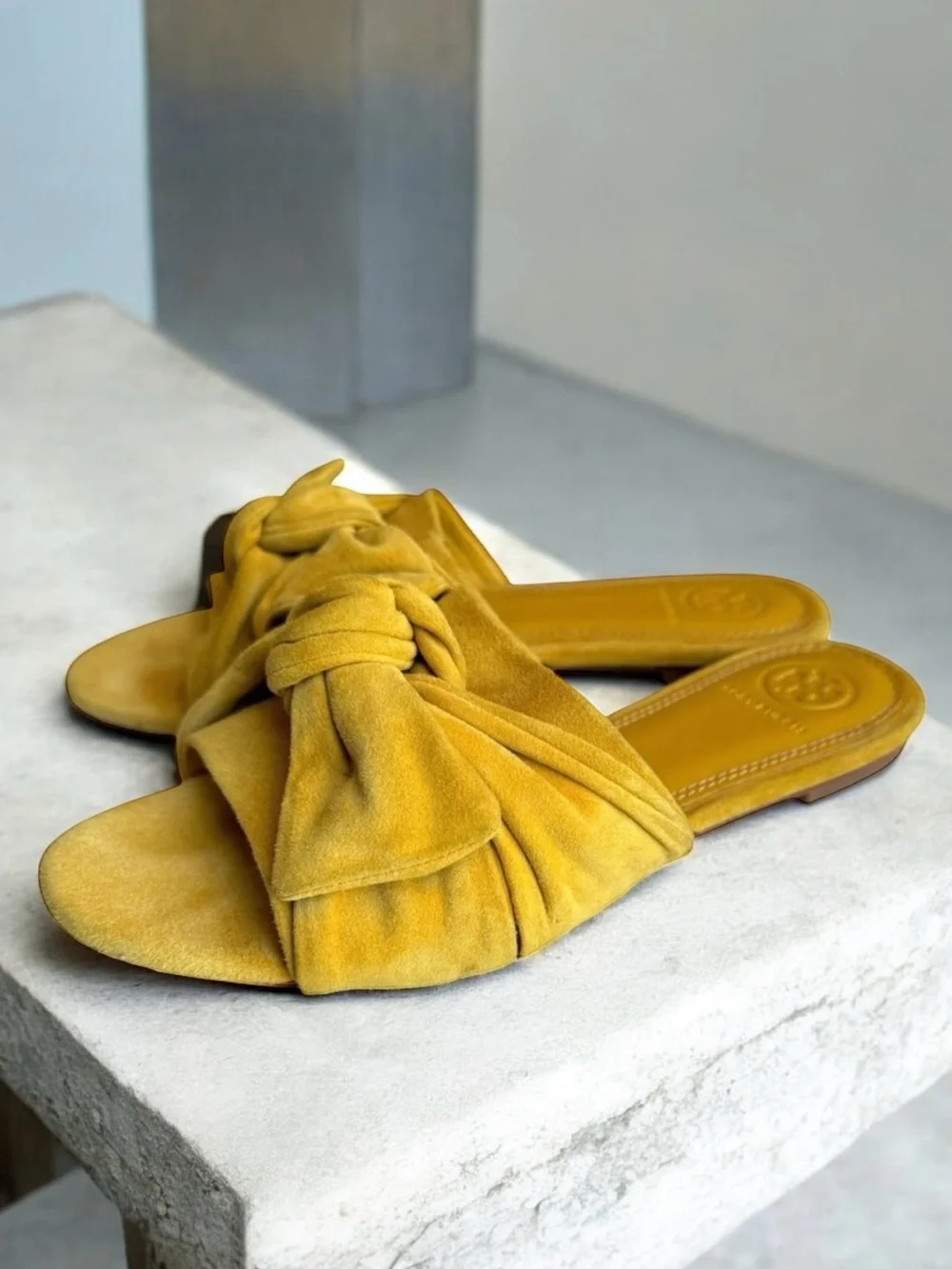 Tory Burch Annabelle Bow Sandals Suede Slides